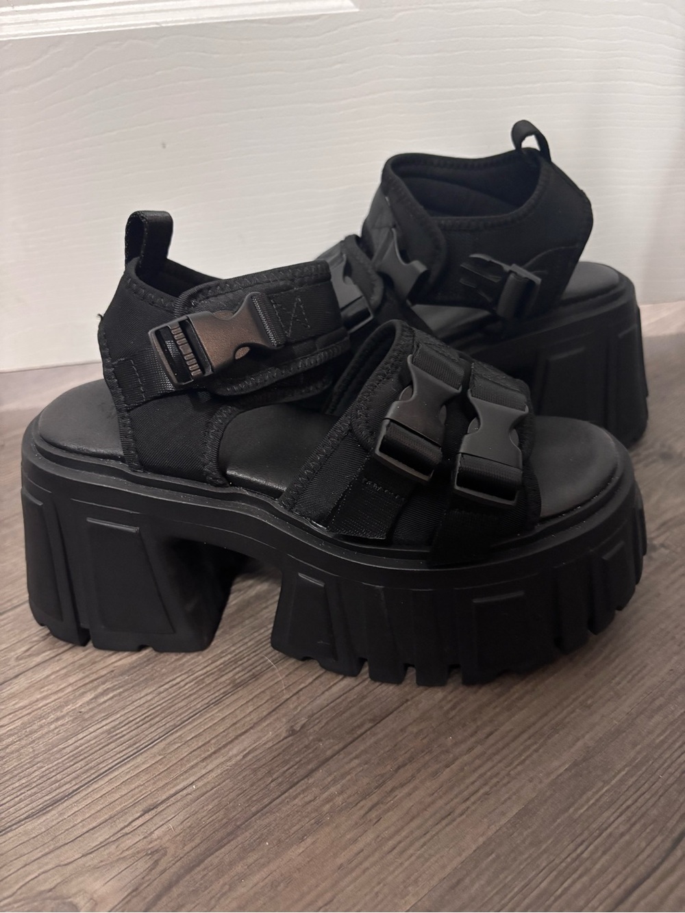 Dolls Kill / Darker Wavs Black Utopia Platform Sandals